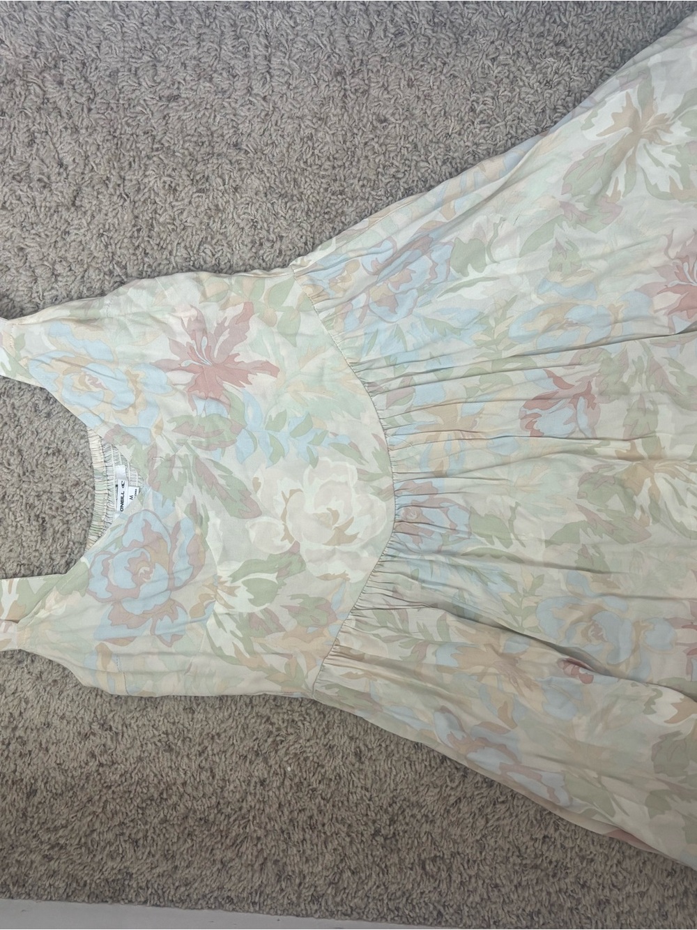 O'Neill Pastel Floral Fit-and-Flare Dress in Light Blue, Pink, Green